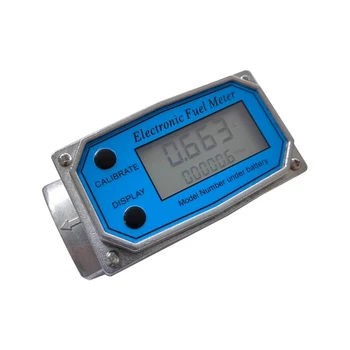 Цифровой расходомер, 1 шт., Расходомер топлива из алюминиевого сплава, турбинный расходомер и цифровой измеритель промышленного синего цвета