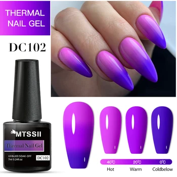 MTSSII 7 мл Термогелевый лак для ногтей Фиолетовый, 3 слоя Гель-лака, меняющего цвет, впитывающийся УФ-полупостоянный Дизайн ногтей