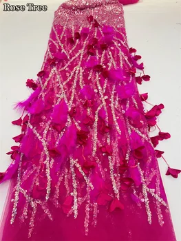 Высококачественная роскошная кружевная ткань с 3D-принтом, вышивка камнями, Африканское Нигерийское тюлевое кружево для свадебной вечеринки, пошив длинного платья