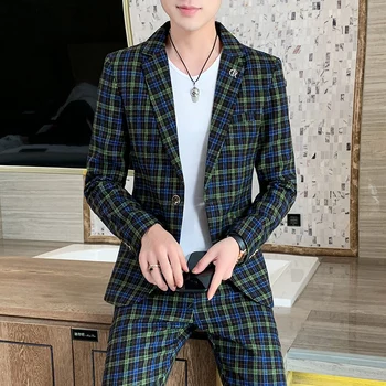 Новый бутик мужской корейской версии slim (костюм + брюки) модный и красивый трендовый бутик деловой мужской костюм-двойка для вечеринки