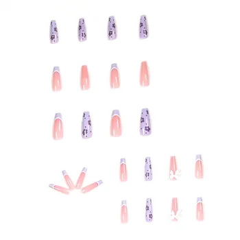 Длинные ногти-Балерины с Фиолетовым цветком, Нетоксичные, Без запаха, Не Повреждают ногти рук для профессиональных Мастеров Маникюра или Маникюрных салонов