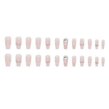 Прозрачные розовые накладные ногти, милые и очаровательные Многоразовые накладные ногти для девочек, женский маникюр своими руками
