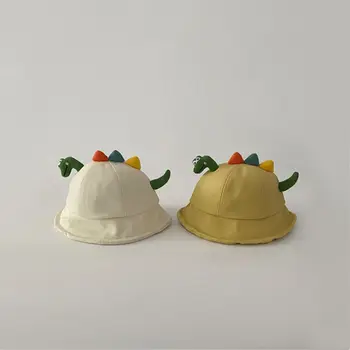 Корейские Детские шляпы-ведра, модные солнцезащитные шляпы с рисунком 3D динозавра, детские шляпы от 1 до 4 лет, кепки