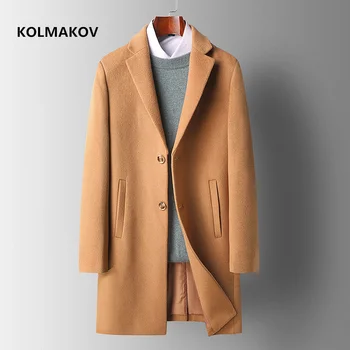 Новое поступление 2024 года, зимнее мужское пальто, модный высококачественный шерстяной тренч, мужские повседневные куртки, большие размеры M-4XL