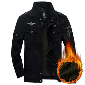 Хлопковая пуховая зимняя военная тактическая куртка из толстого флиса, мужская хлопковая куртка-стойка, повседневная куртка пилота ВВС Плюс размер 6XL