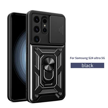 Для Samsung Galaxy S24 Ultra Slide Camera Бронированный Чехол Для Телефона Galaxy S24/Galaxy S24 +/Galaxy S22 S23 Ultra Capa Держатель Магнитного Кольца