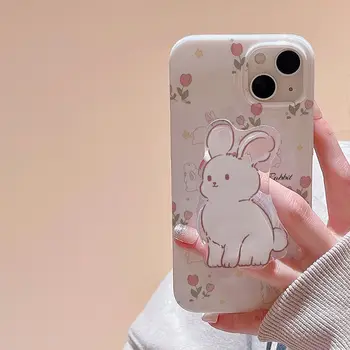 Чехол для телефона Cute Rabbit для iPhone 14 13 12 11 Pro Max XS MAX XR 7 8 Plus Mini SE 2020 Противоударные силиконовые чехлы