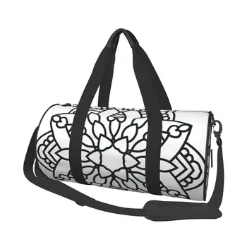 Иллюстрация орнамента Мандалы, дорожные сумки, мужская сумка для фитнеса, цилиндрическая сумка через плечо, Женская большая дорожная сумка-тоут, сумка для багажа