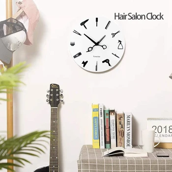 Похожие на время инструменты парикмахера-стилиста Настенные часы Современные 3D кварцевые не тикающие часы для парикмахерской красоты Часы для домашнего декора Подарок