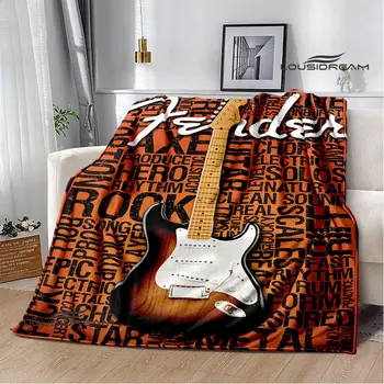 FENDER guitar одеяло с ретро-принтом, фланелевое мягкое и удобное одеяло, домашнее дорожное одеяло, теплое одеяло, подарок на день рождения