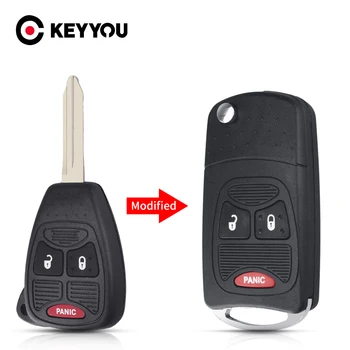 KEYYOU Сменный чехол с 3 кнопками, накладка для кнопок, чехол для откидного ключа для Chrysler Jeep Dodge Ram 1500 Caliber Nitro Ram 2500 Ram 3500