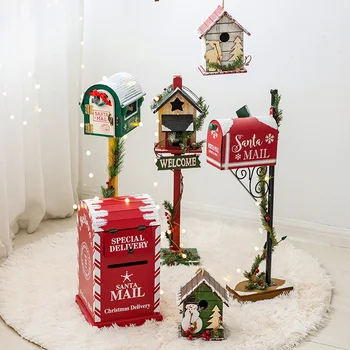 Рождественские украшения, скворечник, небольшой деревянный домик, почтовый ящик, внутренние и наружные украшения