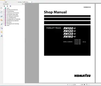 Вилочный погрузчик Komatsu 11,6 ГБ PDF Обновлен в 2022 году, руководства по ремонту всех моделей, руководство по техническому обслуживанию DVD