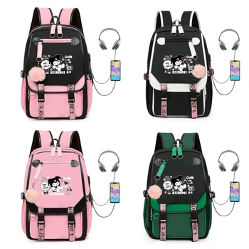 Школьный рюкзак Sanrio Kuromi для женщин младших классов средней школы, корейская версия повседневного рюкзака большой емкости, рюкзак для учеников начальной школы