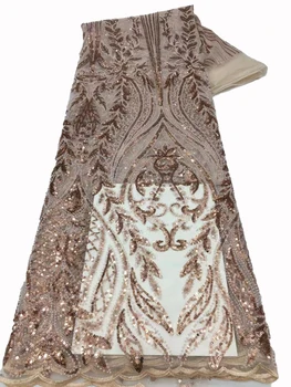 Эстетическая атмосфера бисерная трубка с тотемной вышивкой кружева, красивая модная ткань для вышивки свадебного платья с блестками 5 ярдов