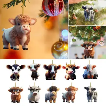 Милая корова, Рождественская елка, Подвесной декор, Многоцветная подвеска в форме животного, Портативные украшения для Рождественской елки, Дверная ручка, автомобили