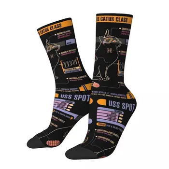 USS Spot Cat Star Treks Мужские и женские носки для отдыха, Применимые в течение всего года, подарки для переодевания