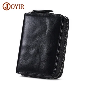 JOYIR, держатель кредитной карты с RFID-кодом из натуральной кожи, маленький футляр для карт на молнии, кошелек для мужчин и женщин, 12-битный кошелек для карт, портмоне для монет