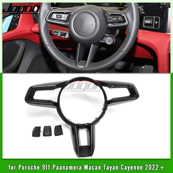 Для Porsche Panamera 971.2 2021 2022 2023 Рулевое колесо автомобиля Taycan без кнопки, комплекты из углеродного волокна, Защитная накладка, отделка