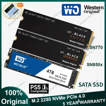 Западный Оригинальный WO_BLACK SSD NVMe Внутренний Игровой SSD Твердотельный Накопитель SN770 SN850X Gen4 PCIe M.2 2280 3D NAND для ПК PS5 SSD