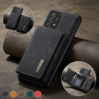 Модный Кожаный Чехол-держатель для магнитных карт 2 в 1 для Samsung Galaxy A54 A34 A24 A14 A73 A53 A13 A72 A52, чехол-кошелек, Подставка