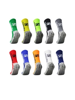 1 пара клееных противоскользящих футбольных носков FB для мужских спортивных носков средней длины, велосипедных носков, походных носков, напольных носков, 38-45