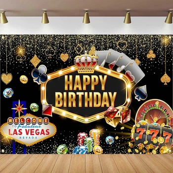 Фон для фотосъемки Казино Лас-Вегаса, фон для дня рождения, баннер, Вывеска казино на 40-й 50-й день рождения, принадлежности для вечеринок, плакат