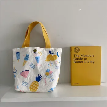 Женская сумочка с цветочным рисунком в литературном стиле, мини-холщовая сумка, повседневная женская сумочка, винтажный кошелек, косметичка из хлопчатобумажной ткани, органайзер-тоут
