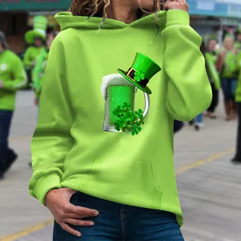 Женский модный свитер Saint P Festival Green с принтом в специальной тематике, свитер с длинными рукавами и карманами, 1 длинный флисовый топ