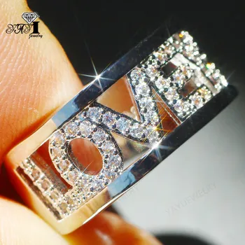 YaYI Jewelry Fashion Princess Cut 5,6-Каратный Белый Циркон Серебряного цвета, Обручальные кольца, свадебные кольца для влюбленных, Вечерние кольца 1372