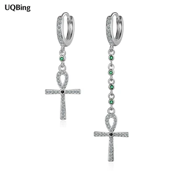 Модные Новые Серебряные серьги-клипсы с длинными кристаллами в виде креста для женщин, свадебные украшения, подарки