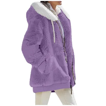 Женское зимнее плюшевое пальто с длинным рукавом, теплая пушистая плюшевая куртка на День рождения, рождественские подарки