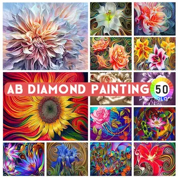 AB Drills Diamond Painting 5D DIY Flower Rhinestone Picture Вышивка Мозаика Набор для украшения дома Подарок для вышивки ручной работы Хобби