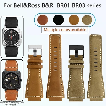 Для ремешка Bell & Ross B & R мужской ремешок для часов BR01 BR03 Bell Ross Высококачественный ремешок из натуральной кожи со специальным выступом 24 мм