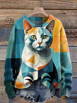 PLstar Cosmos новая серия животных с 3D принтом, милый забавный свитер с рисунком кота, зимний уличный повседневный унисекс M-9