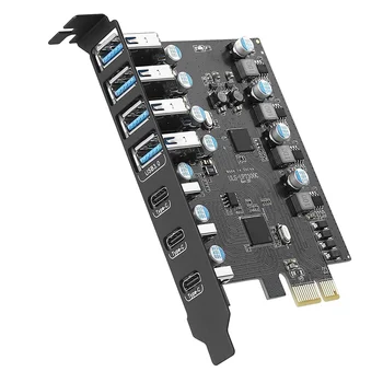 7 портов PCIe-USB 3.0 Карта расширения PCI USB-карта для настольных ПК Поддержка карт памяти /8/7/ XP