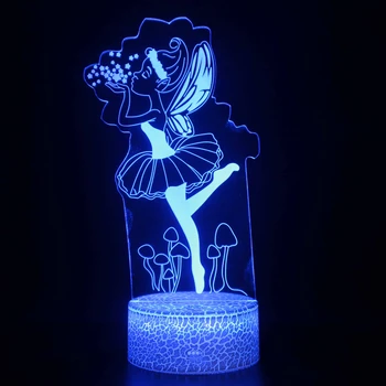 Ночной Ангел 3D Иллюзия Ночник для Спальни 3d Led Night Lanp USB Акриловые Настольные Лампы Изменение Цвета Рождественский Подарок для Девочек