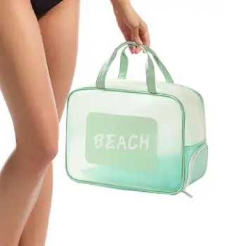 Водонепроницаемая пляжная сумка-тоут для путешествий, водонепроницаемая сумка с застежкой-молнией и ручкой, органайзер для отделения влаги от сухого для пляжных путешествий