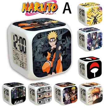 Креативный Квадратный Будильник Naruto Night Lights 8x8x8 см, Красочные Светодиодные Цифровые Часы С Персонажами Аниме, Многофункциональные Часы