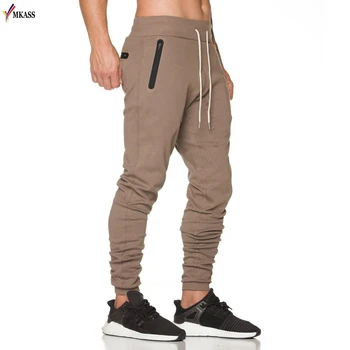Горячие новинки Slae Спортивные штаны на молнии для мужчин, однотонная одежда для бодибилдинга, повседневные брюки для бега трусцой для фитнеса, узкие брюки