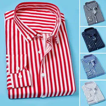 Верхняя повседневная мужская рубашка с длинным рукавом, модные вертикальные полосы, весна-осень, бизнес, M-5XL