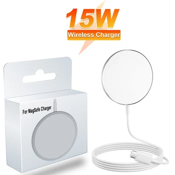 Оригинальное зарядное устройство Apple Magsafe для iPhone 15 14 13 12 11 Pro Max Mini SE Магнитное беспроводное быстрое зарядное устройство USB C Кабель для зарядки