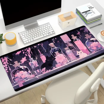 Розовый Черный Коврик Для Мыши Cat Большой Настольный Коврик Deskpad Коврик Для Мыши Xxl Компьютерный и Офисный Настольный Коврик Для Геймерского кабинета Клавиатура Игровые Коврики Колодки