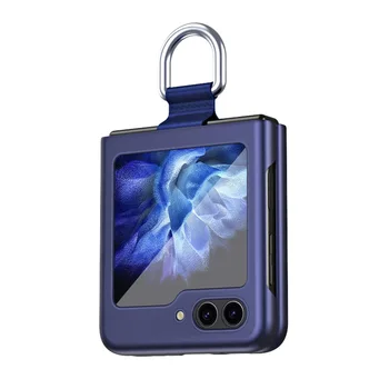 Для Samsung Z Flip5 Чехол Для телефона С Откидным экраном Flip4 с 3 Кольцами, Цельный Ультратонкий Матовый Защитный чехол, приятный на ощупь