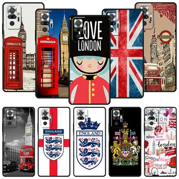 Лондон Великобритания Флаг Англии Черный Чехол Для Телефона Xiaomi Redmi Note 10S 11S 11T 11E Pro Plus 12 11 10 9 9S 8 8T 7 5 Silico