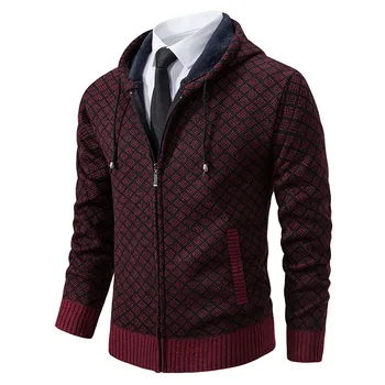 2023 Новая осенне-зимняя мужская верхняя одежда, кардиган, свитер с утолщенным капюшоном
