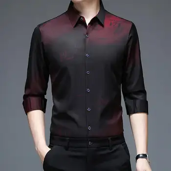Винно-красные, черные мужские рубашки, новая модная мужская рубашка с длинным рукавом, приталенная, устойчивая к морщинам, мягкая, не железная, качественная рубашка Мужская