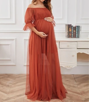 Платье для фотосъемки беременных с открытыми плечами, женское вечернее платье из тюля, длинное платье для фотосъемки беременных, женское платье для фотосъемки