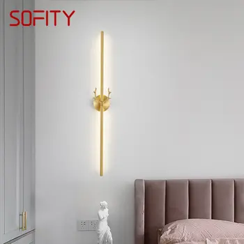 Настенный светильник SOFITY Modern Gold LED 3 цвета в полоску, специально креативное медное бра для оформления гостиной у прохода