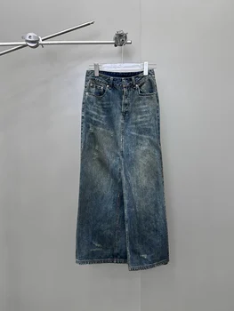 2023 Новая юбка, джинсовая ткань из чистого хлопка, все тело для старой стирки
